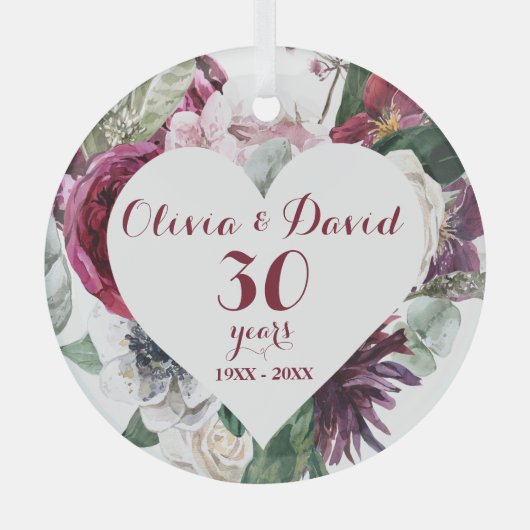 Rozen Greenery 30th Jubileum Ceramic Ornament (Voorkant)