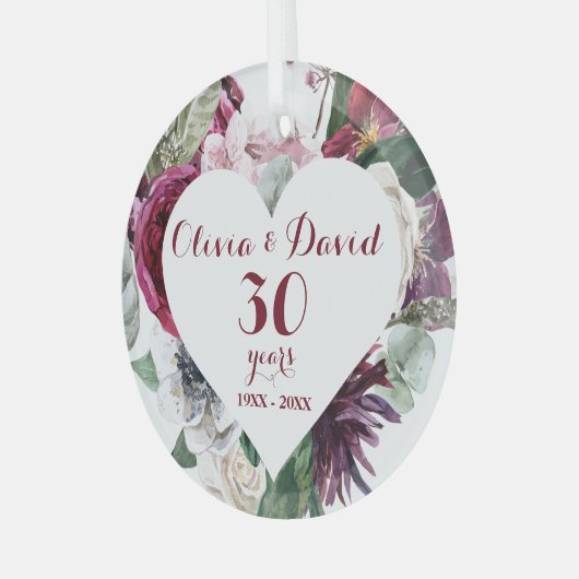 Rozen Greenery 30th Jubileum Ceramic Ornament (Voorkant links)