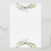 Rozen Greenery Floral Wedding Monogram Gold Folie Uitnodiging (Achterkant)