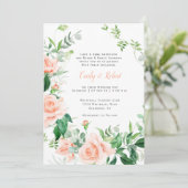  Rozen Greenery White Lattice Wedding Kaart (Staand voorkant)