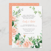 Rozen Greenery White Lattice Wedding Kaart (Voorkant / Achterkant)