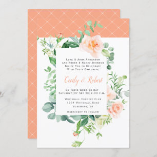  Rozen Greenery White Lattice Wedding Kaart