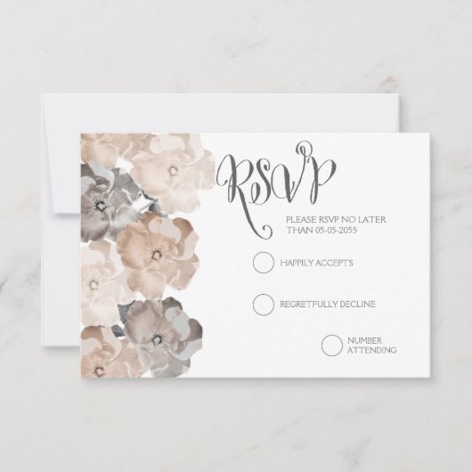Rozen Grijs Bruiloft RSVP Kaarten Kaartje (Voorkant)