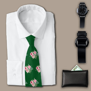 Rozen  Groen Personaliseer Initiaal Stropdas
