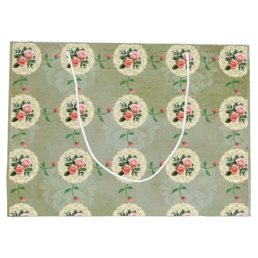  Rozen Groen Vervaagd Damask Groot Cadeauzakje (Achterkant)