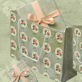  Rozen Groen Vervaagd Damask Groot Cadeauzakje