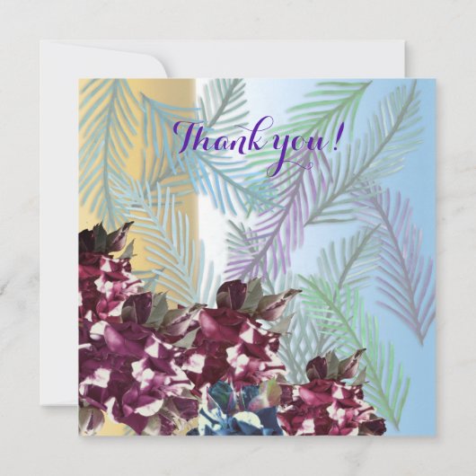 Rozen, Groene bladeren Wil je mijn bloemenmeisje k Bedankkaart (Achterkant)