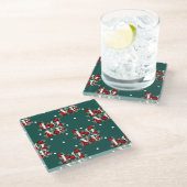 Rozen Groene "Love" Design Onderzetter Kerstmis (Schuin)