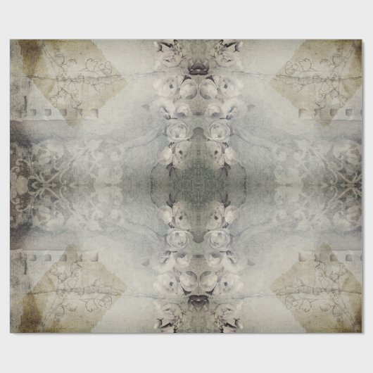 Rozen Grunge Gray Gothic Cadeaupapier (Vlak)