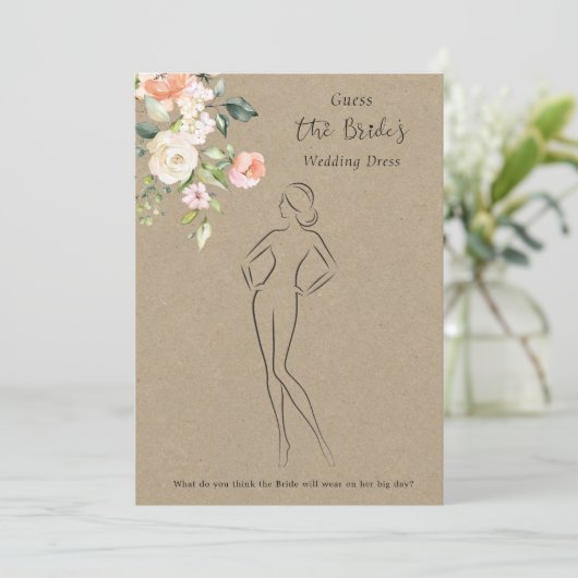 Rozen Guess Jurk Vrijgezellenfeest Spel Kaart (Staand voorkant)