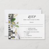 Rozen Guitar Music Thed Wedding RSVP Card (Voorkant)