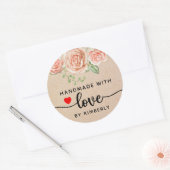 Rozen handgemaakt met Love Classic Round Sticker (Envelop)