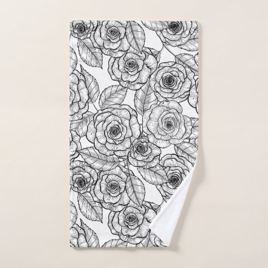 Rozen handgetekend patroon bad handdoek (Handdoek)