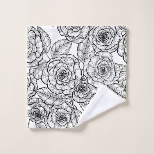 Rozen handgetekend patroon bad handdoek (Wasdoekje)