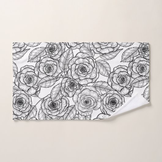 Rozen handgetekend patroon bad handdoek (Handdoek)