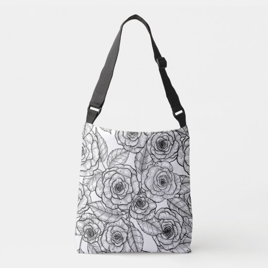 Rozen handgetekend patroon crossbody tas (Voorkant)