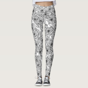 Rozen handgetekend patroon leggings