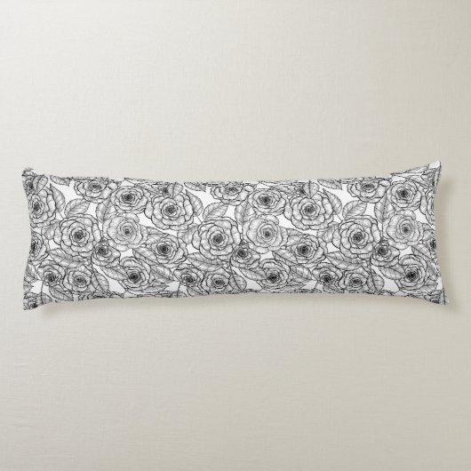 Rozen handgetekend patroon lichaamskussen (Achterkant)