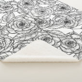 Rozen handgetekend patroon sherpa deken (3/4)