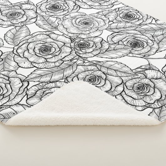 Rozen handgetekend patroon sherpa deken (3/4)