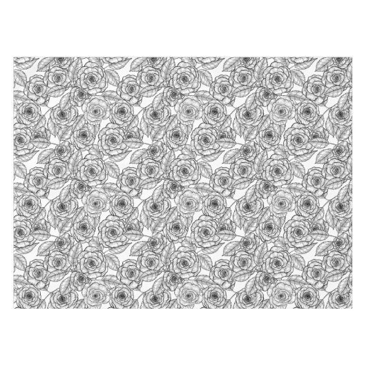 Rozen handgetekend patroon tafelkleed (Voorkant (Horizontaal))