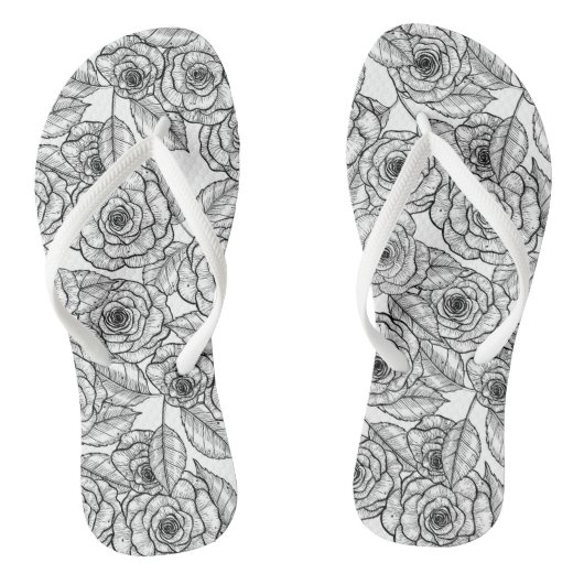 Rozen handgetekend patroon teenslippers (Voetbed)