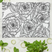 Rozen handgetekend patroon theedoek (Gevouwen)