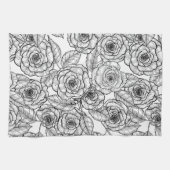 Rozen handgetekend patroon theedoek (Horizontaal)