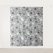 Rozen handgetekend patroon wandkleed (Voorkant)