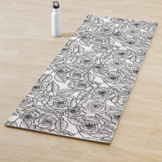 Rozen handgetekend patroon yogamat (In situ)