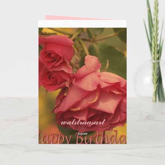 Rozen Happy Birthday Card Kaart (Achterkant)