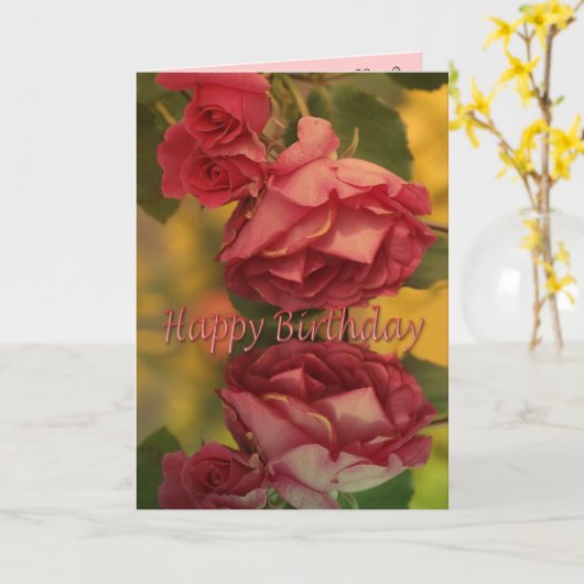 Rozen Happy Birthday Card Kaart (Gele Bloem)