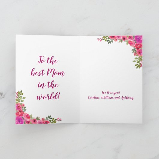 Rozen Happy Moederdag Holiday Kaart (Binnen)