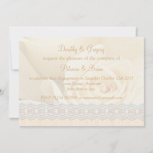 Rozen, hart, duiken en ringen Verloving Kaart (Achterkant)