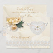 Rozen, hart, duiken en ringen Verloving Kaart (Voorkant / Achterkant)