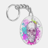 Rozen, hart en schedel sleutelhanger (Voorkant Links)