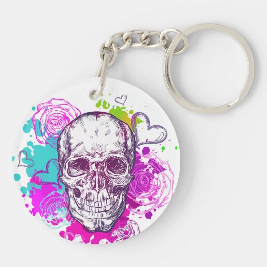 Rozen, hart en schedel sleutelhanger (Achterkant)