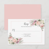 Rozen Hart Roze Lijst Bloem | RSVP Kaartje (Voorkant / Achterkant)