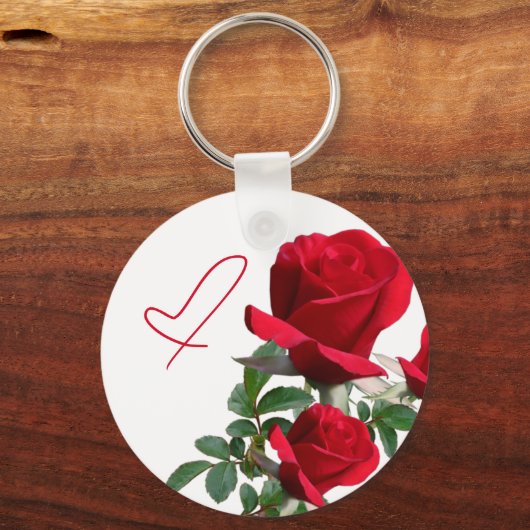 Rozen hart sleutelhanger bruiloft gunst (Voorkant)