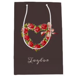  Rozen Hartaandoeningen Gepersonaliseerd Roodgrijs Medium Cadeauzakje