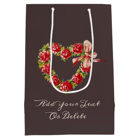  Rozen Hartaandoeningen Gepersonaliseerd Roodgrijs Medium Cadeauzakje (Achterkant)