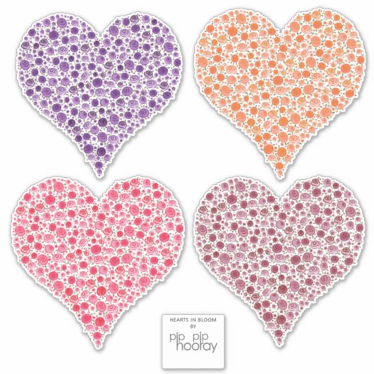 Rozen harten in volle bloei vinyl auto waterdicht sticker (Voorkant)