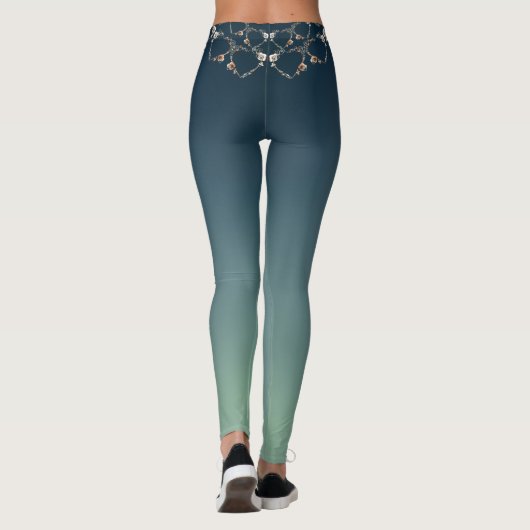  Rozen harten op Blue Gradient Leggings (Achterkant)