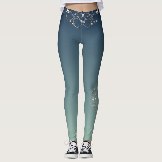  Rozen harten op Blue Gradient Leggings (Voorkant)