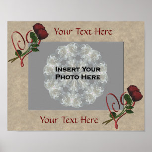 Rozen Heart Lijst Voeg uw foto Poster Print