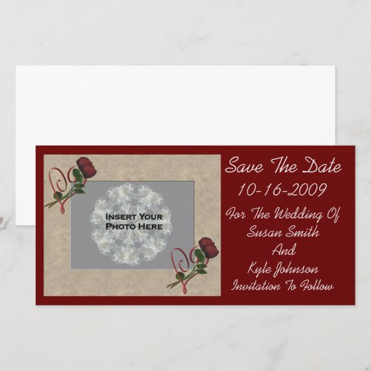 Rozen Hearts Wedding Bewaar de datum Foto Save The Date (Voorkant / Achterkant)