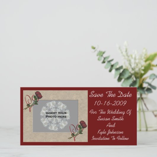 Rozen Hearts Wedding Bewaar de datum Foto Save The Date (Staand voorkant)