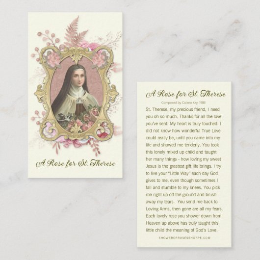 Rozen Heilige Theresia Karmelietes Zuster Religieu Plaatskaartje (Voorkant / Achterkant)