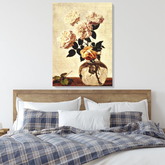 Rozen, Henri Fantin-Latour kunstwerk Canvas Afdruk (Insitu (Slaapkamer))