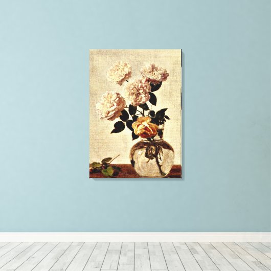 Rozen, Henri Fantin-Latour kunstwerk Canvas Afdruk (Insitu (Houten vloer))